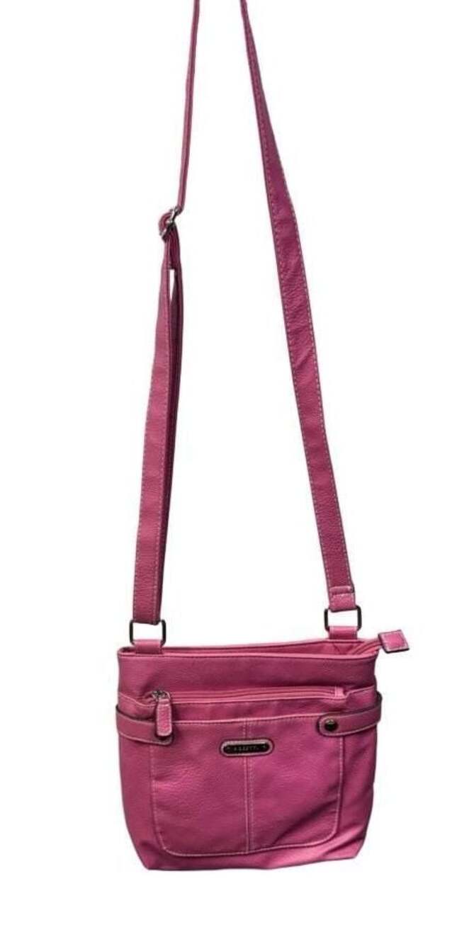 Rosetti Pink Faux Leather Crossbody Bag with Multiple Pockets